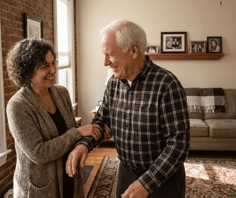 caregiver assisting man